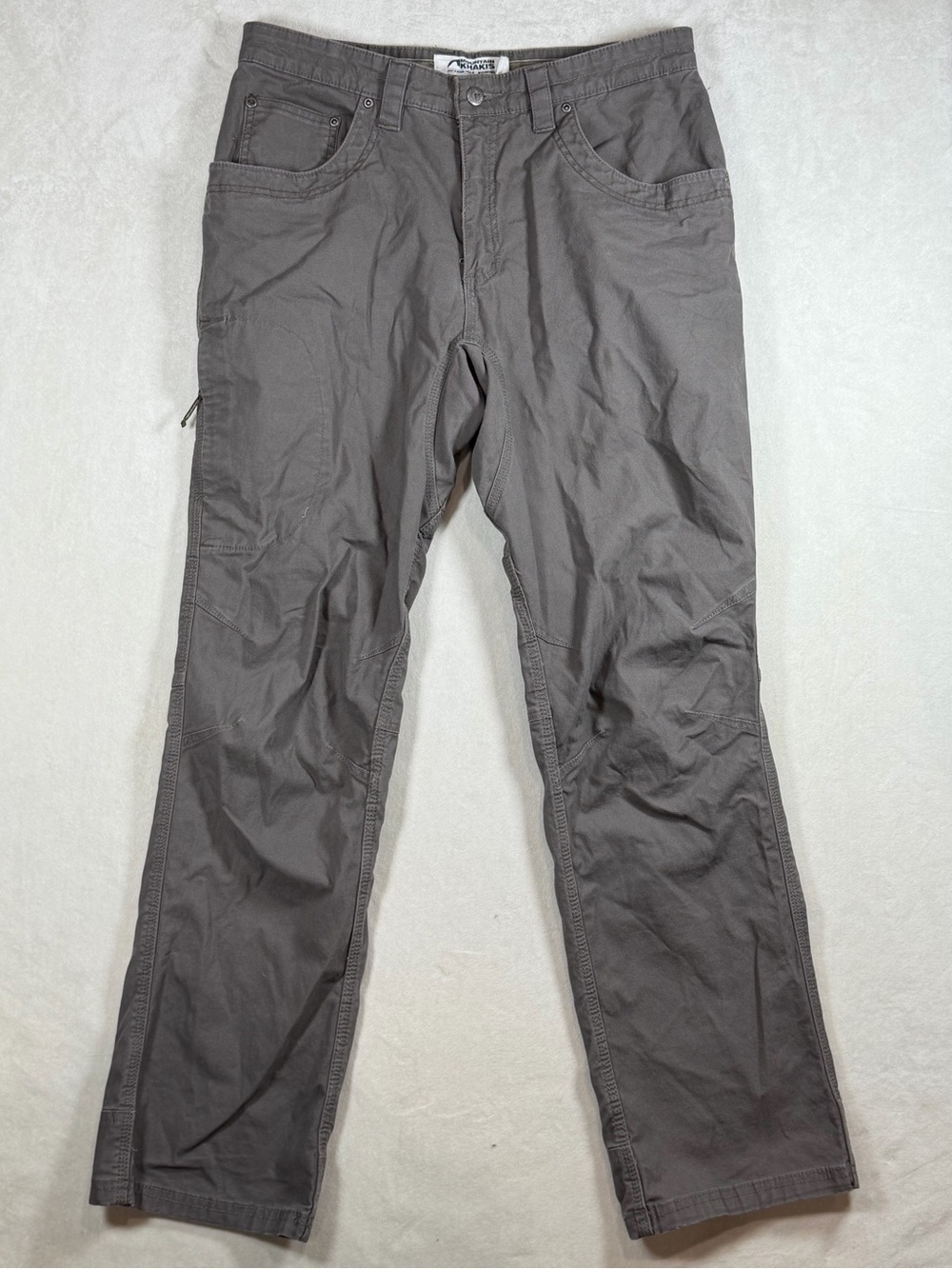 Mountain Khakis 33W 32L Classic Fit Double Knee Men's Gray Cargo Hiking Pants